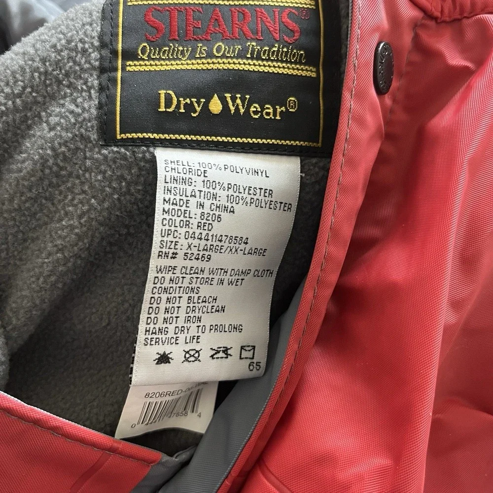 Stearns Waterproof Dry Wear Hooded Fleece Lined‎ Jacket Coat Red XL-XX-Large